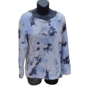 Kensie Tie Dye Sweatshirt with Crocheted Side Panels Size 8 Medium